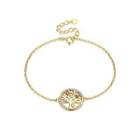 925 Sterling Silver Gold Tree Of Life Bracelet With Colorful Austrian Element Crystals Golden - One Size