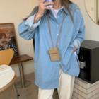 Long-sleeve Loose-fit Denim Shirt Light Blue - One Size