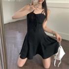 Plain Lace-up Spaghetti Strap Dress