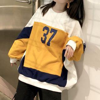 Number Print Pullover Yellow & White - One Size