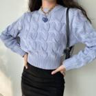 Semi High-neck Cable-knit Sweater