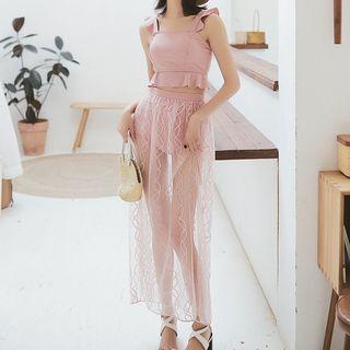 Set: Ruffle High Waist Bikini + Cover-up