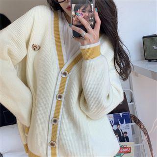Bear Embroidered Cardigan Off-white - One Size