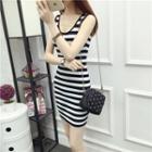 Striped Mini Sheath Tank Dress