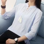 Long-sleeve Tasseled Shirt