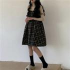 Long-sleeve Knit Top / Mini A-line Pinafore Dress