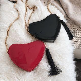 Patent Heart Crossbody Bag