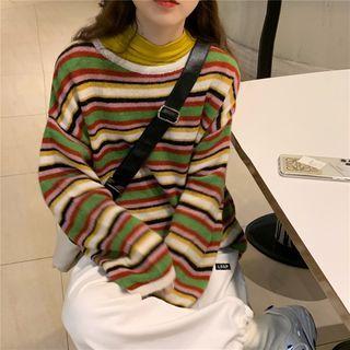 Long-sleeve Rainbow Stripe Sweater / Drawstring Pants