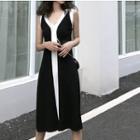 V-neck Sleeveless Knit Dress As Shown In Figure - One Size