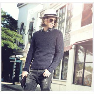 Side Zip Plain Sweater
