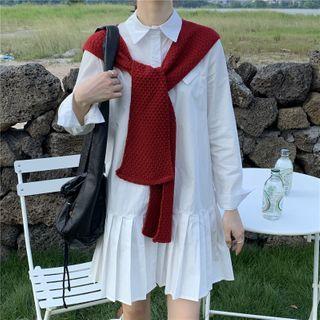 Long-sleeve Pleated Dress / Shawl