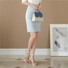 Tall Size Shirred Front Pencil Skirt