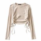 Long-sleeve Lace-up Side Cropped Top