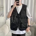 Plain Cargo Pocket Zip Vest
