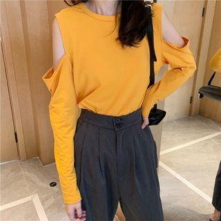 Cold-shoulder Long-sleeve T-shirt / Dress Pants