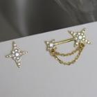 Non-matching Rhinestone Star Chained Earring