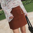 Metal Button A-line Dress