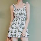 Couple Matching Sleeveless Print Swim Dress / Bottom / Shorts / Set