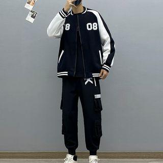 Baseball Jacket / Straight Leg Cargo Pants / Long-sleeve T-shirt