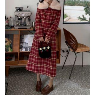 Plaid Jacket / Skirt / Furry Collar