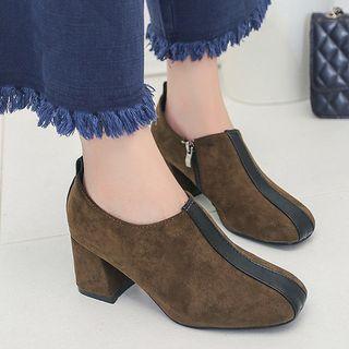 Contrast Trim Square Toe Ankle Boots