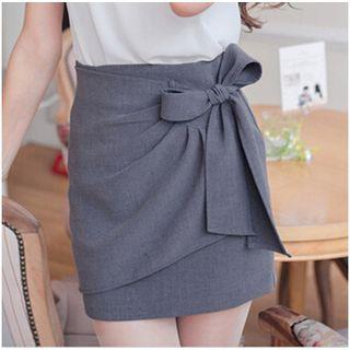Tie-front Straight Fit Skirt