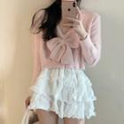 Bow-front Cropped Sweater