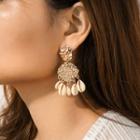 Shell Fringed Alloy Disc Dangle Earring 1 Pair - D07101 - One Size