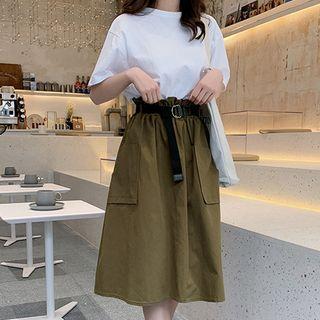 Midi A-line Skirt 5904 - Army Green - One Size
