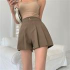 High-waist Pleated Straight Leg Shorts