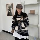 Pattern Panel Sweater Black & White - One Size