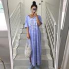 Letter Dyed Maxi T-shirt Dress