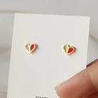925 Sterling Silver Cutout Heart Stud Earring Gold - One Size