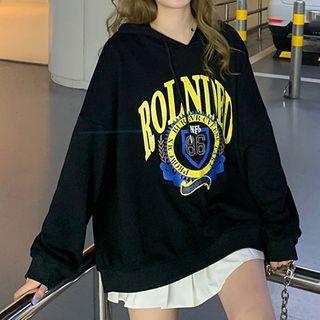 Lettering Print Drawstring Hoodie / Leggings