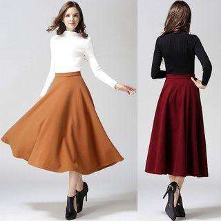 Plain Midi A-line Skirt