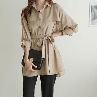 3/4-sleeve Flap-front Jacket