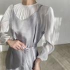 Tie-waist A-line Midi Overall Dress