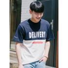 Short-sleeve Color-block Lettering T-shirt