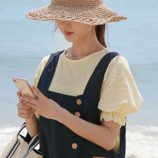 Crochet Puff-sleeve T-shirt