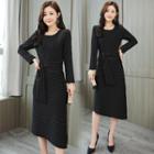Long Sleeve Tie-waist Striped Dress