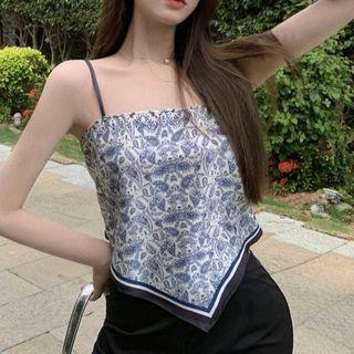 Print Camisole Top Navy Blue - One Size