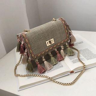 Fringed Embroidered Shoulder Bag