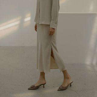 Slit-side Maxi A-line Skirt