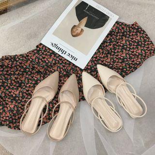 Faux Leather Pointed Slingback Mules