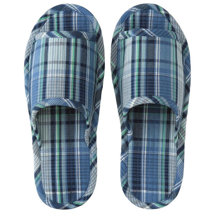 Organic Cotton Madras Check Room Sandals Open Toe (m) 1 Pair