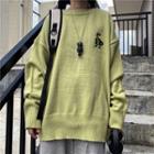 Embroidered Sweatshirt Green - One Size