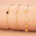 Set Of 3: Alloy Anklet (assorted Designs) 2794 - 01 - Gold - One Size