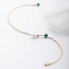 925 Sterling Silver Faux Pearl Bead Bracelet 1 Pc - Gold & Green - One Size