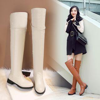 Faux Leather Bucked Over-the-knee Boots