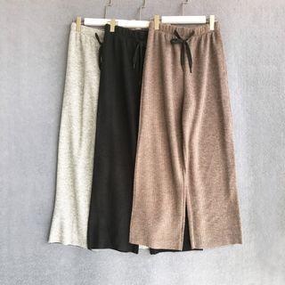 Wide-leg Knit Drawstring Pants